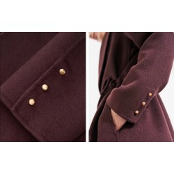 Stylish Water Ripples Silk Lapel Wool Coat Online for Women Sale