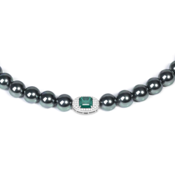 Oriental Pearl Necklace Buddha Energy Protection of Tahiti Black 12mm Energy Heal Pearl Necklace