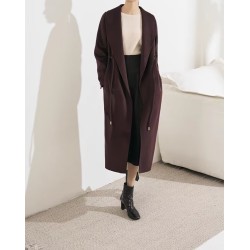 Stylish Water Ripples Silk Lapel Wool Coat Online for Women Sale