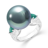 Oriental Pearl Ring Buddha Energy Protection of Moss Green 16mm Emerald Energy Heal Pearl Ring