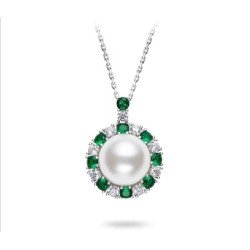 Original Round White Light Pearl Emerald Feng Shui Art Jewelry Set