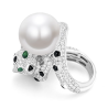 Oriental Pearl Ring Buddha Energy Protection of White Diamond Leopard Energy Heal Pearl Ring