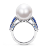 Oriental Pearl Ring Buddha Energy Protection of White Sapphire Sided Energy Heal Pearl Ring