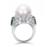 Oriental Pearl Ring Buddha Energy Protection of White Diamond Emerald Energy Heal Pearl Ring