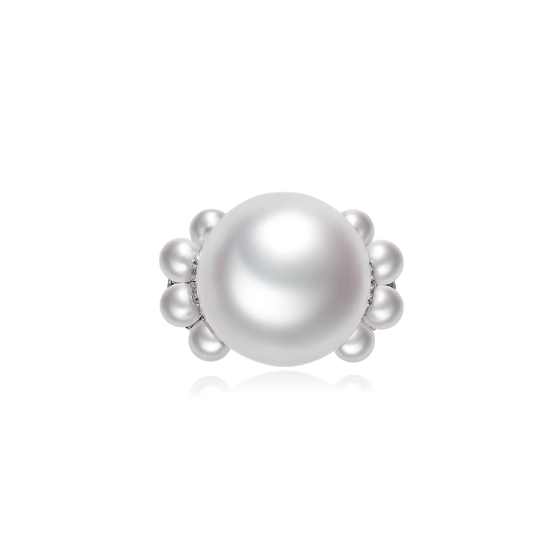 Oriental Pearl Ring Buddha Energy Protection of White 16mm Designer Energy Heal Pearl Ring