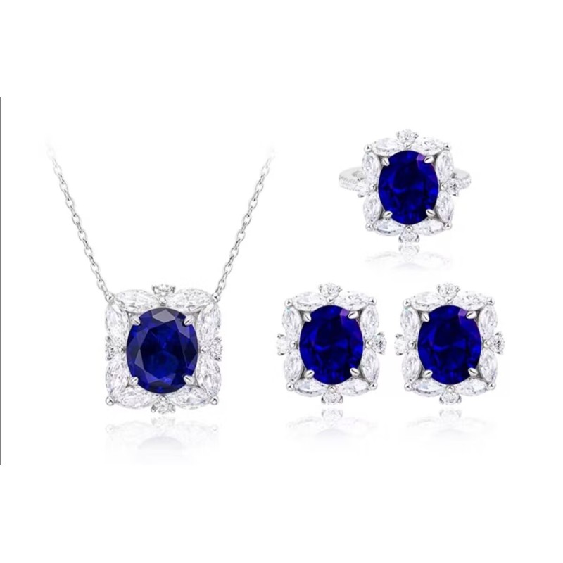 Original Retro Style Sapphire Feng Shui Art Jewelry Set