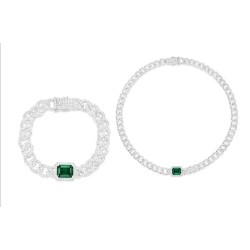 Original Cuba Ins Diamond Emerald Feng Shui Art Jewelry Set