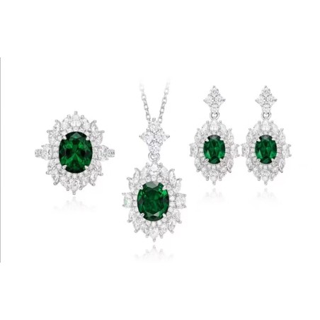 Original Garbo Queen Green Diamond Feng Shui Art Jewelry Set