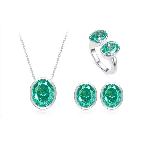 Original Little Bean Paraiba Green Feng Shui Art Jewelry Set