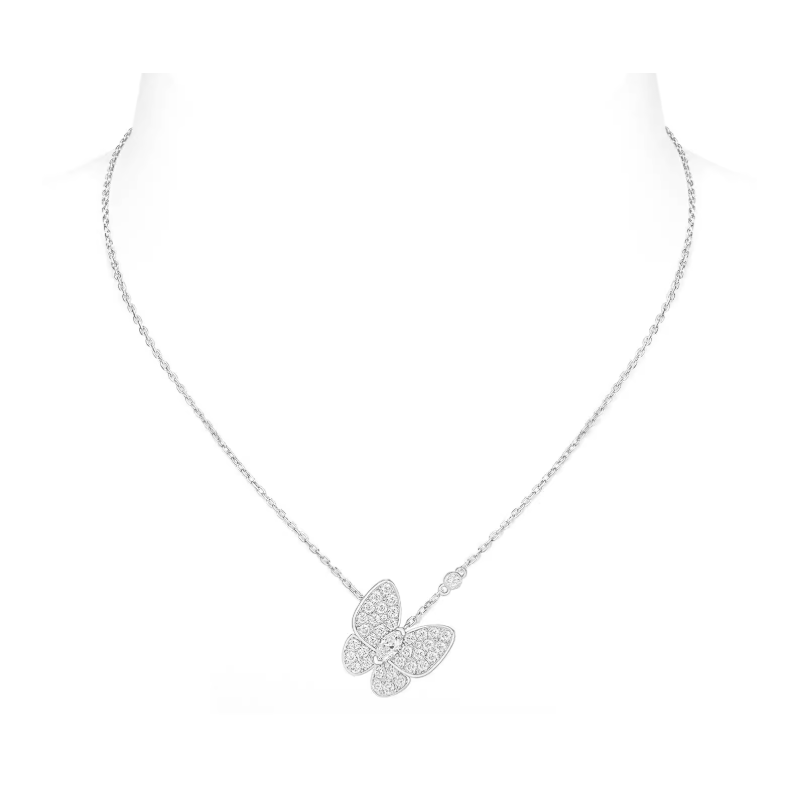 Women Diamond Necklace Health & Life Harmony Energy Protection of Butterfly Dance Trippingly Energy Heal Diamond Necklace