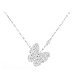 Women Diamond Necklace Health & Life Harmony Energy Protection of Butterfly Dance Trippingly Energy Heal Diamond Necklace