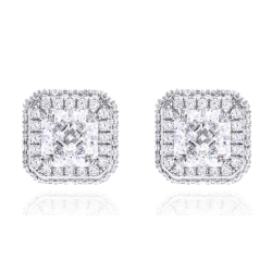 Women Diamond Earrings Health & Life Harmony Energy Protection of Square Full Gems Energy Heal Diamond Earring