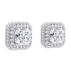 Women Diamond Earrings Health & Life Harmony Energy Protection of Square Full Gems Energy Heal Diamond Earring