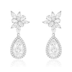 Women Diamond Earrings Health & Life Harmony Energy Protection of Water Drop Flower Women Energy Heal Diamond Earring