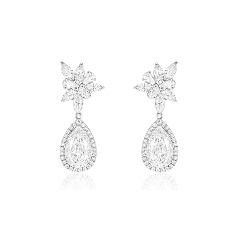 Women Diamond Earrings Health & Life Harmony Energy Protection of Water Drop Flower Women Energy Heal Diamond Earring