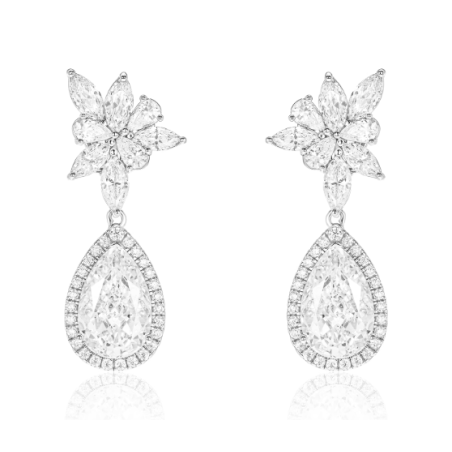 Women Diamond Earrings Health & Life Harmony Energy Protection of Water Drop Flower Women Energy Heal Diamond Earring