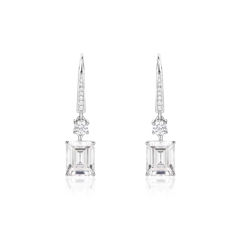 Women Diamond Earrings Health & Life Harmony Energy Protection of Square Fashion Long Lady Energy Heal Diamond Earring