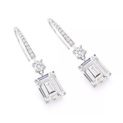 Women Diamond Earrings Health & Life Harmony Energy Protection of Square Fashion Long Lady Energy Heal Diamond Earring