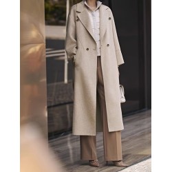 Stylish Silk Camel Velvet  Mix Oats Wool Coat Online for Women Sale