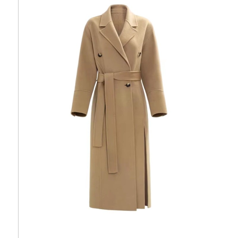 Stylish Classic Double Row Buckles Hair Coat Online for Women Sale