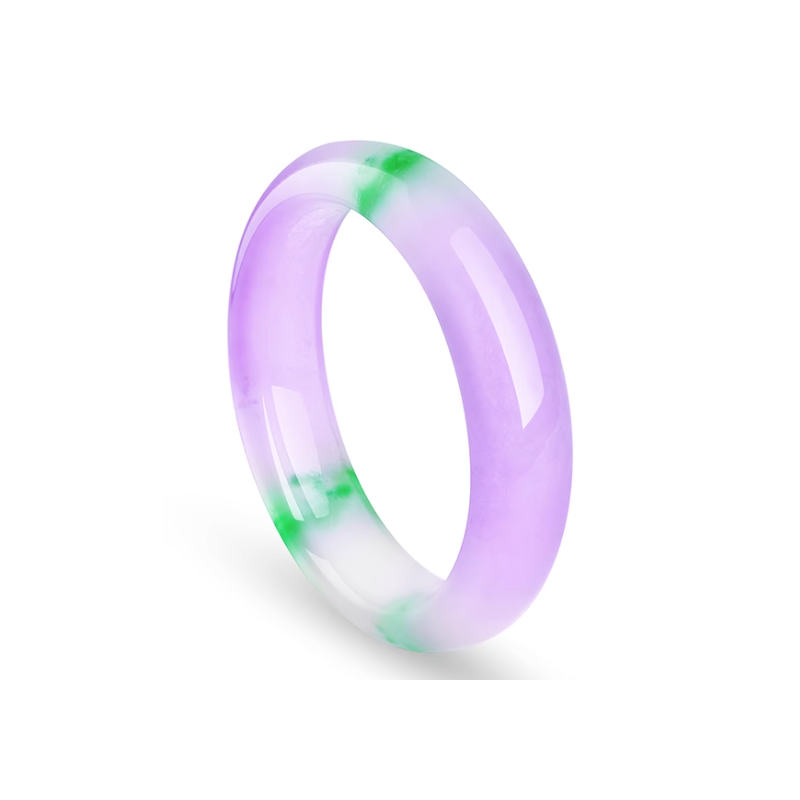 Jade Bangle Health & Life Harmony Energy Protection of Spring Green with Violet Ice Species Energy Healing Jade Bangle