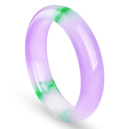 Jade Bangle Health & Life Harmony Energy Protection of Spring Green with Violet Ice Species Energy Healing Jade Bangle