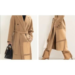 Stylish Classic Double Row Buckles Hair Coat Online for Women Sale