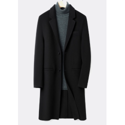 Energy Men Cashmere Clothes Online of Black Single Breasted Flat Pocket Energy Cashmere Men Coat