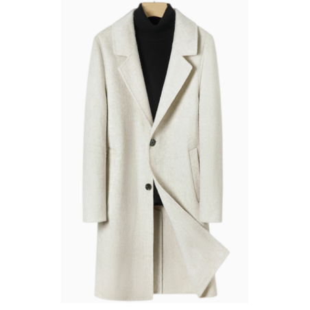 Energy Men Cashmere Clothes Online of Length White Single Breasted Energy Cashmere Men Coat