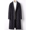 Energy Men Cashmere Clothes Online of Black Gray Stripe Energy Wool Men Long Coat