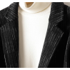 Energy Men Cashmere Clothes Online of Black Gray Stripe Energy Wool Men Long Coat