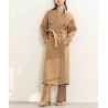 Stylish Classic Double Row Buckles Hair Coat Online for Women Sale