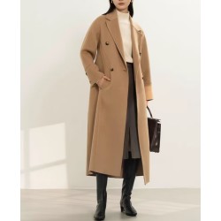 Stylish Classic Double Row Buckles Hair Coat Online for Women Sale