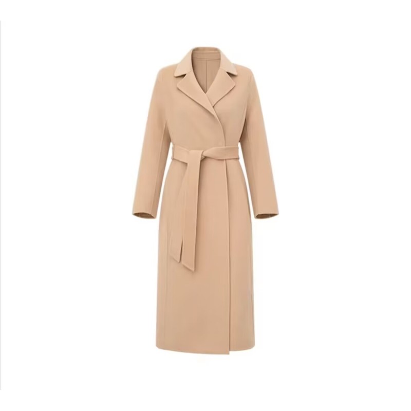 Stylish Stately Trim Lapel Silk Wool Coat Online for Women Sale