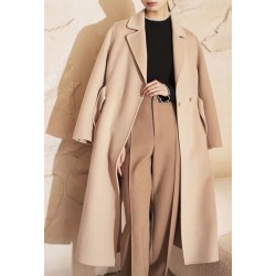 Stylish Stately Trim Lapel Silk Wool Coat Online for Women Sale