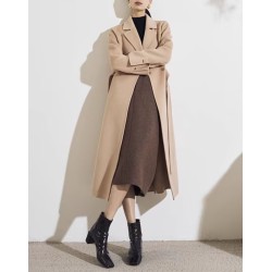 Stylish Stately Trim Lapel Silk Wool Coat Online for Women Sale