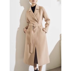 Stylish Stately Trim Lapel Silk Wool Coat Online for Women Sale