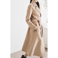 Stylish Stately Trim Lapel Silk Wool Coat Online for Women Sale