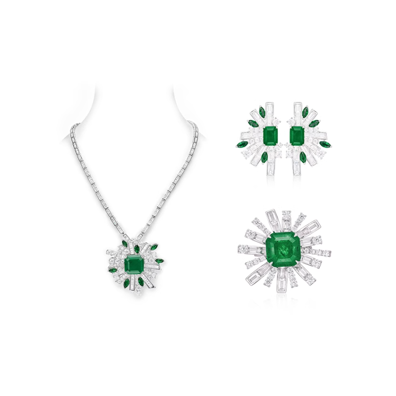 Original Fashion Dinner Emerald Green Feng Shui Art Jewelry Set