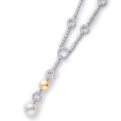 Elegant Style Long Lines Pearl White Gold Feng Shui Art Necklace Online for Sale