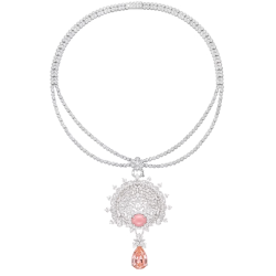 Elegant Style Rouge Shell Full Diamond Brooch Feng Shui Art Necklace Online for Sale