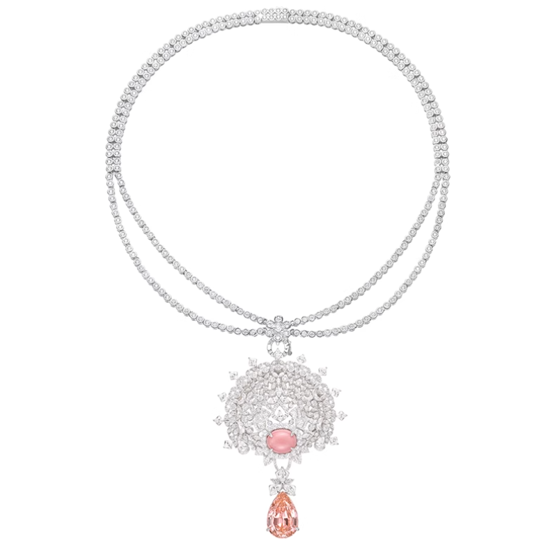 Elegant Style Rouge Shell Full Diamond Brooch Feng Shui Art Necklace Online for Sale