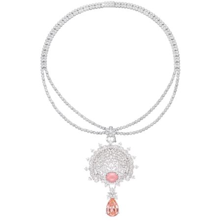 Elegant Style Rouge Shell Full Diamond Brooch Feng Shui Art Necklace Online for Sale