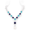 Elegant Style Grace Neon Blue Pearl Feng Shui Art Necklace Online for Sale