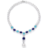 Elegant Style Grace Neon Blue Pearl Feng Shui Art Necklace Online for Sale