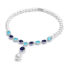 Elegant Style Grace Neon Blue Pearl Feng Shui Art Necklace Online for Sale