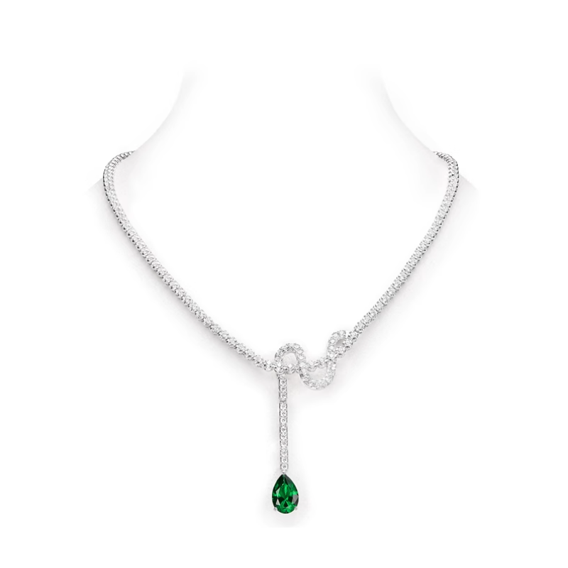 Elegant Style Brief Blob Full Diamond Emerald Feng Shui Art Necklace Online for Sale