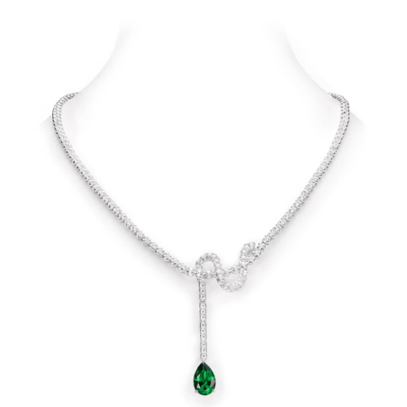 Elegant Style Brief Blob Full Diamond Emerald Feng Shui Art Necklace Online for Sale