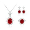 Original Classic Diana Style Red Diamond Feng Shui Art Jewelry Set