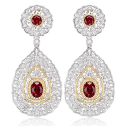 Great Beauty Treasure Earring of Italy Hollow Design Ruby Red Feng Shui Art Earring Online Custom Made